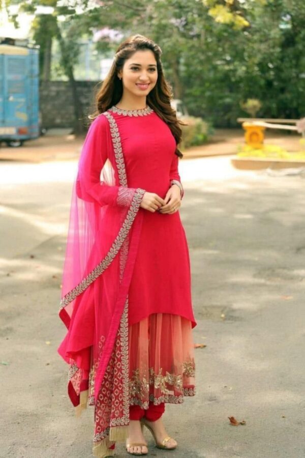 Pink Color Embroidery Work Anarkali Suit - Image 3