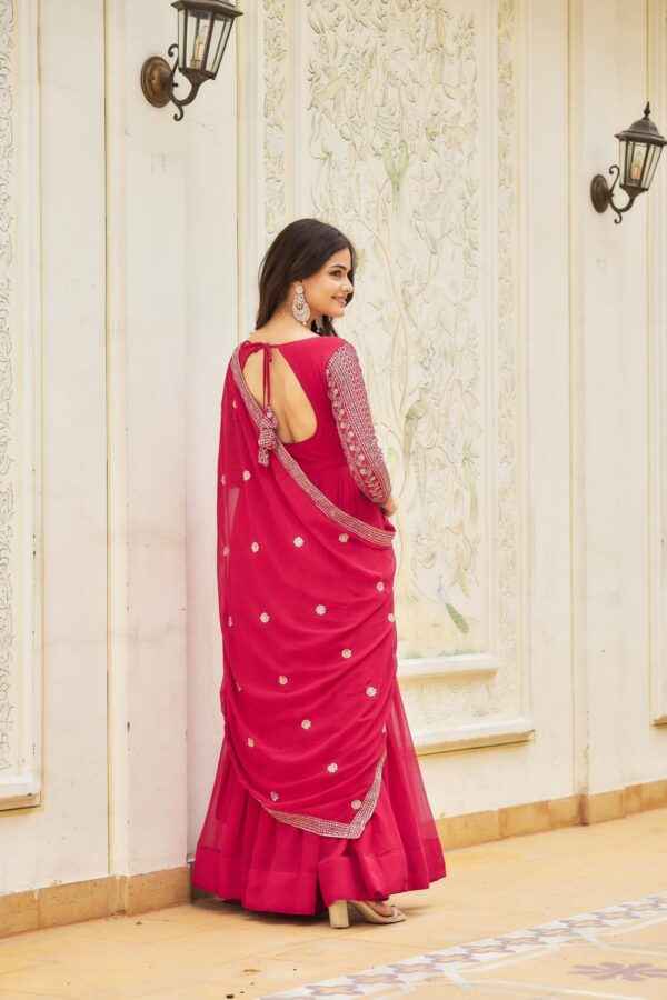 Pink Color Designer Festival Wear Gown - Image 4