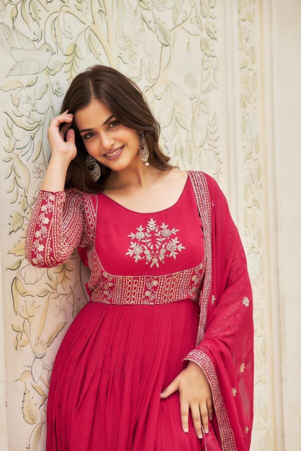 Pink Color Designer Festival Wear Gown - Image 3