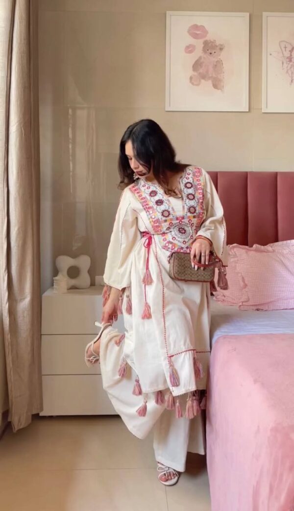 White Rakhi Special Designer Co-ord - Image 4