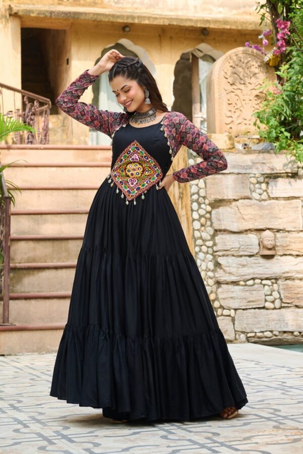 Designer Black Color Multi Work Gown - Image 2