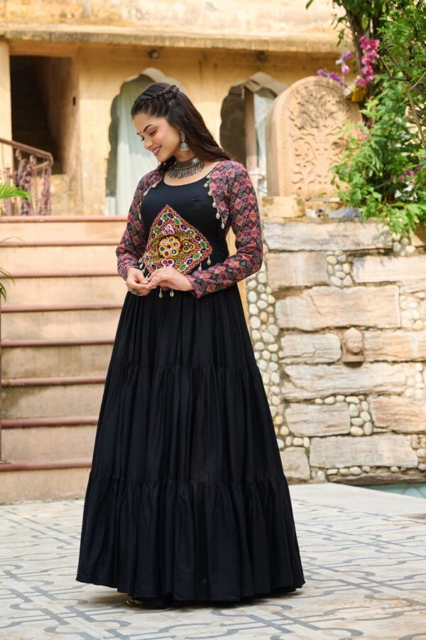Designer Black Color Multi Work Gown - Image 3