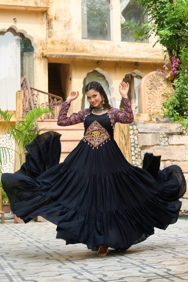 Designer Black Color Multi Work Gown - Image 4
