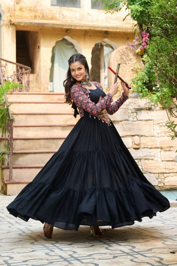 Designer Black Color Multi Work Gown - Image 5